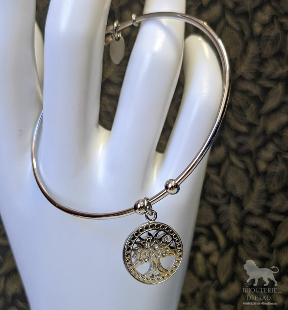 bracelet jonc arbre de vie lotus style